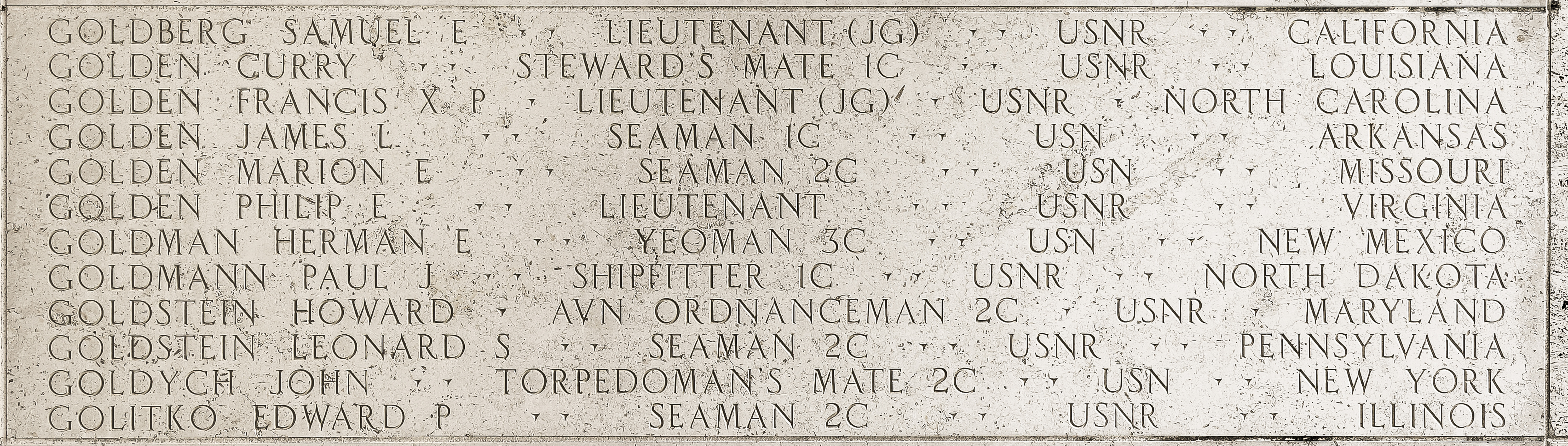 Paul J. Goldmann, Shipfitter First Class